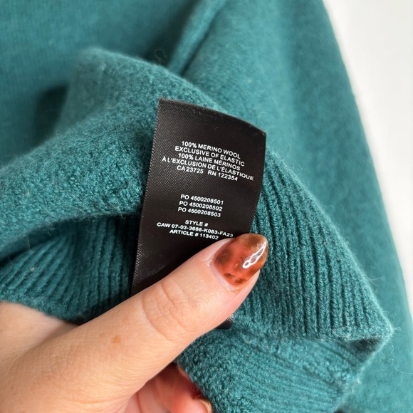 Aritzia Wilfred Free Mock Neck Sweater Emerald Green Merino Wool Small S Harper - Picture 5 of 9